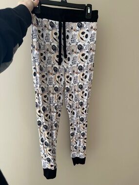 BAMBOO Black & White Jack Skellington Print Joggers